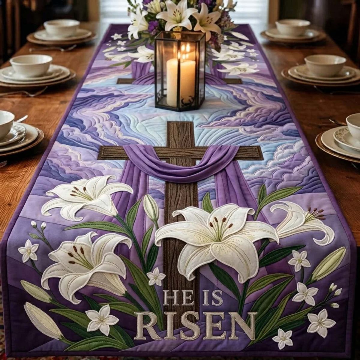 He Is Risen Quilted Table Runner Halloween Table Runner Thanksgiving Table Decor