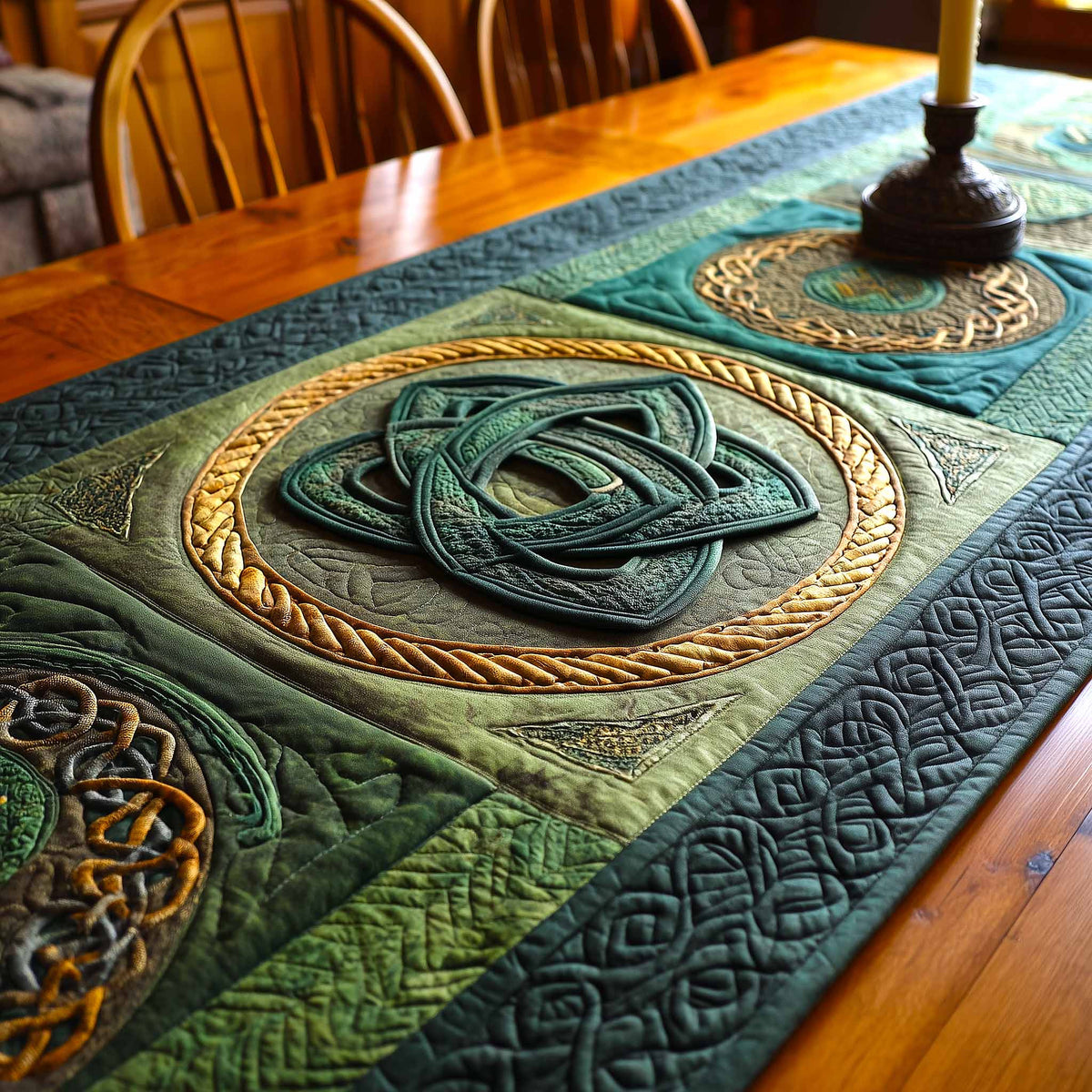 Celtic Knot Quilted Table Runner Halloween Table Runner Thanksgiving Table Decor