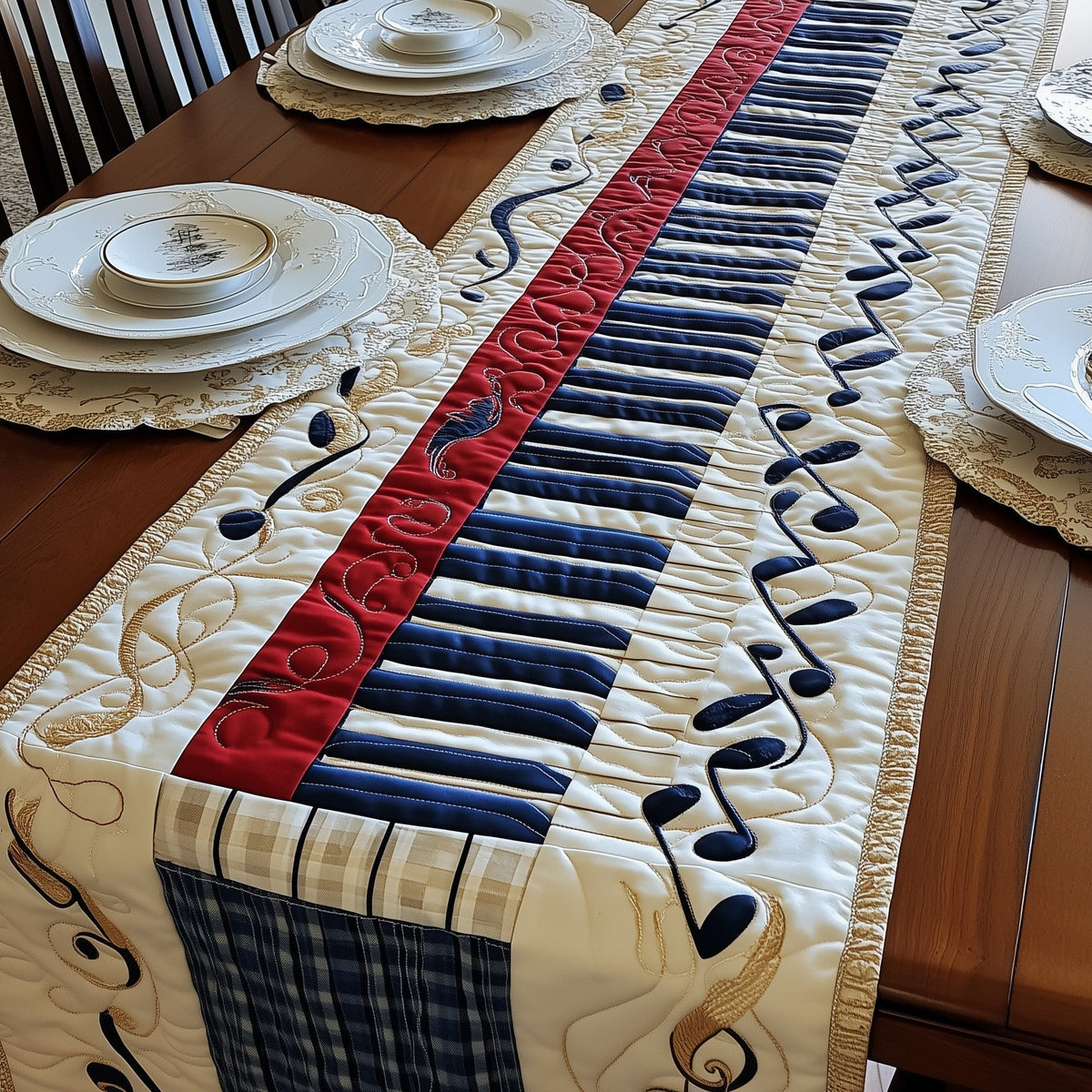 Elegance in Harmony Quilted Table Runner Halloween Table Runner Thanksgiving Table Decor