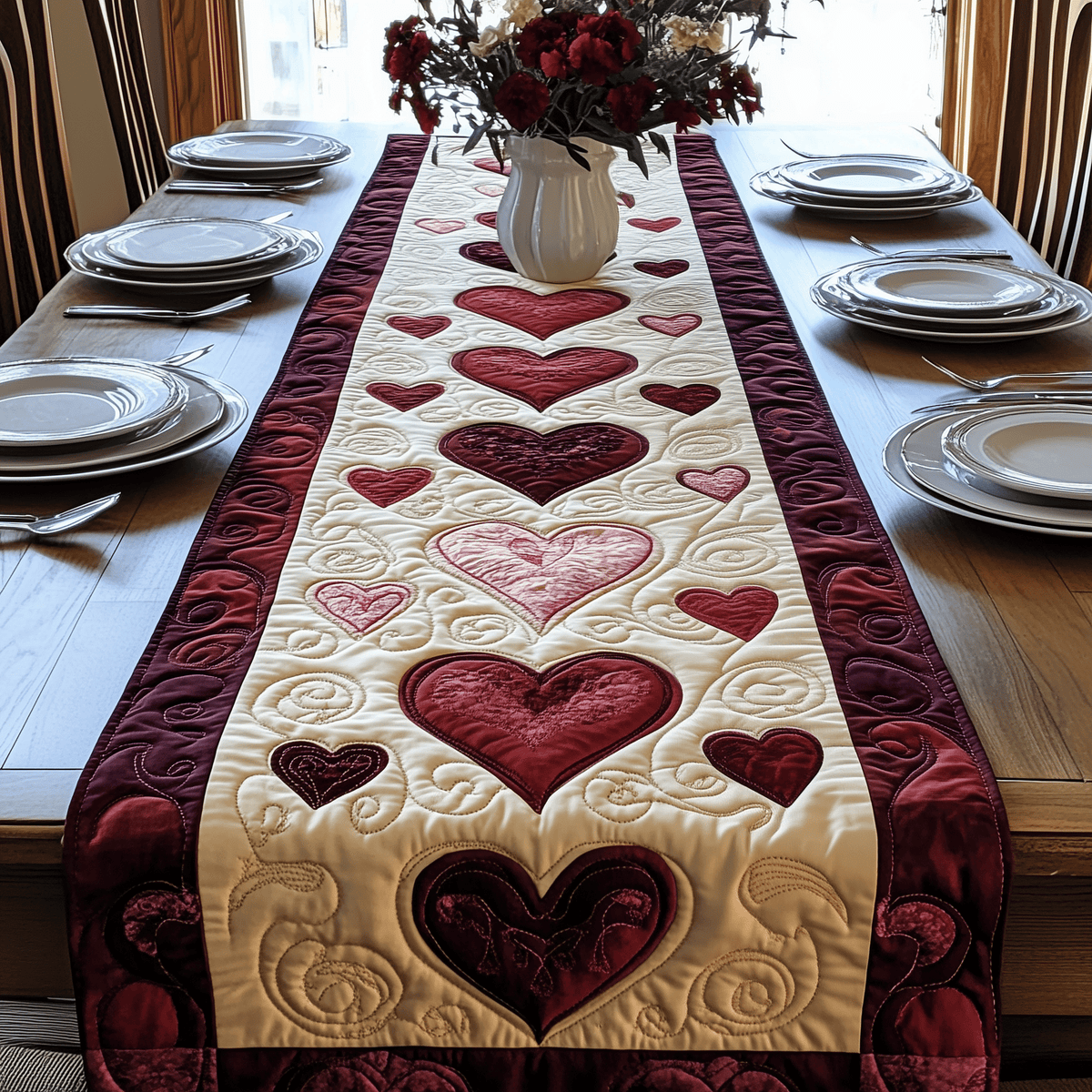 The Bloom of Us Quilted Table Runner Halloween Table Runner Thanksgiving Table Decor