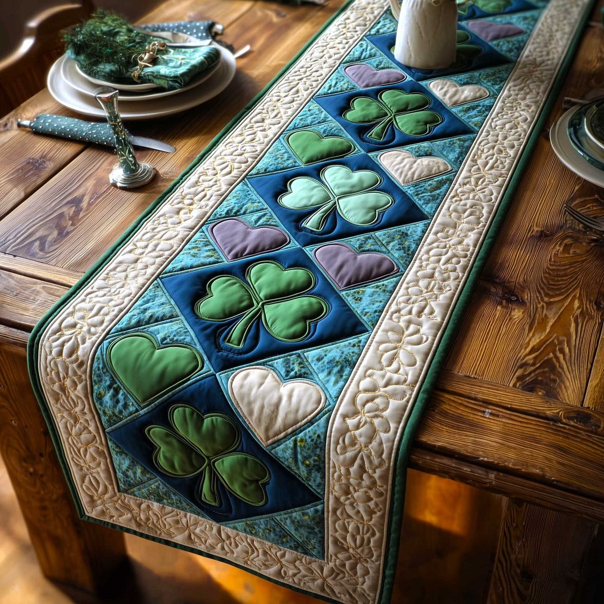 Irish Charm Quilted Table Runner Halloween Table Runner Thanksgiving Table Decor
