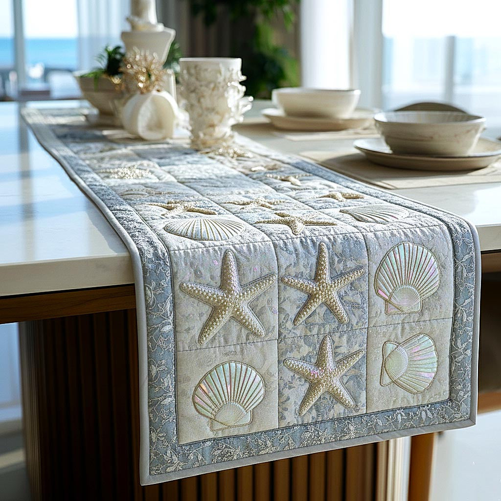 Coastal Whisper Quilted Table Runner Halloween Table Runner Thanksgiving Table Decor