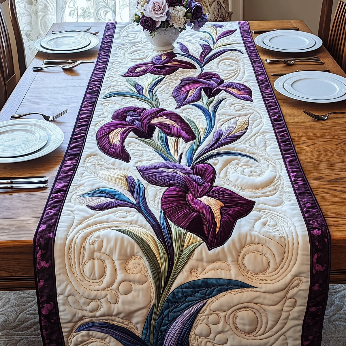 The Royal Bloom Quilted Table Runner Halloween Table Runner Thanksgiving Table Decor