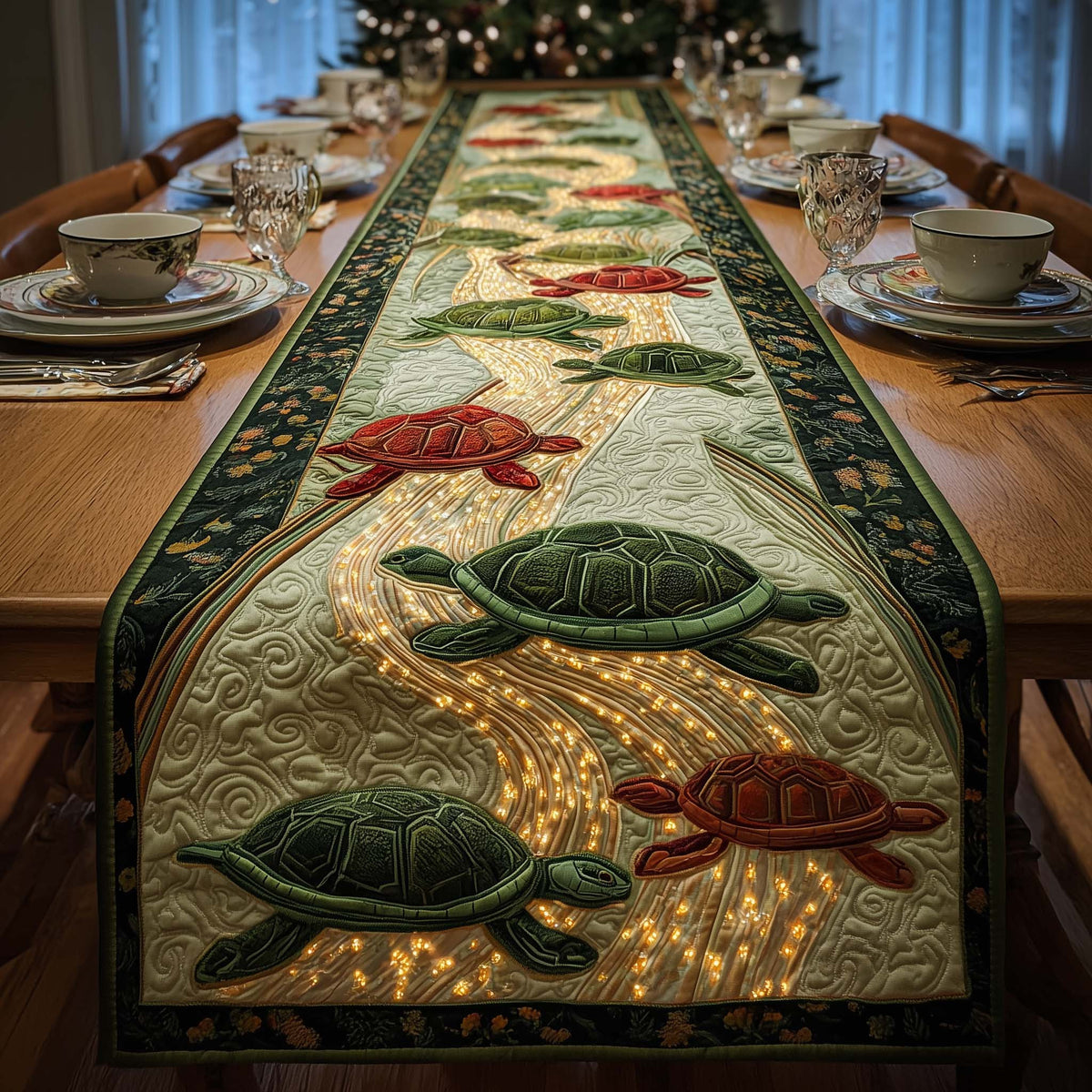 Lantern Stream Quilted Table Runner Halloween Table Runner Thanksgiving Table Decor