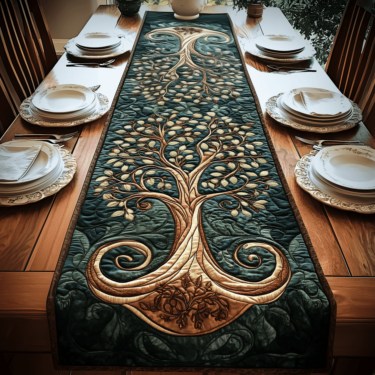 Ancient Celtic Tree Of Life Quilted Table Runner Halloween Table Runner Thanksgiving Table Decor