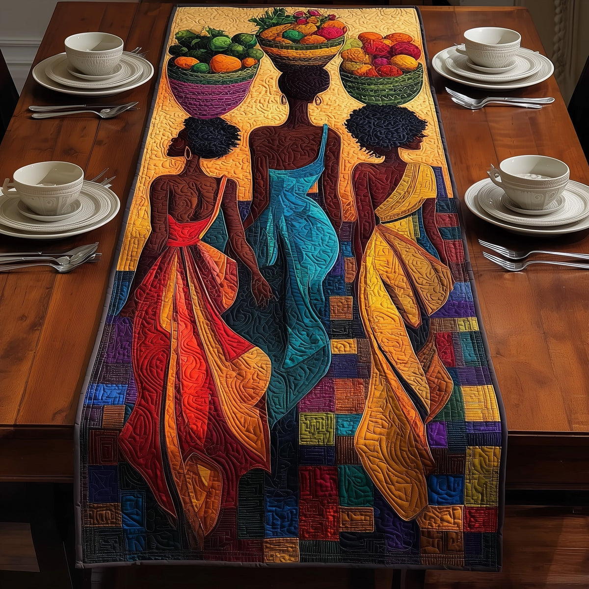 Golden Queens Quilted Table Runner Halloween Table Runner Thanksgiving Table Decor
