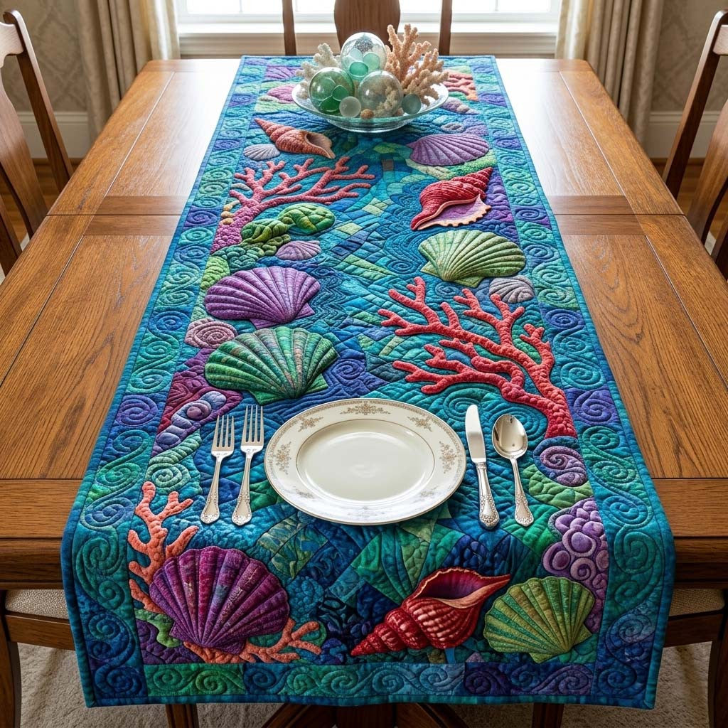 Coral Reef Quilted Table Runner Halloween Table Runner Thanksgiving Table Decor