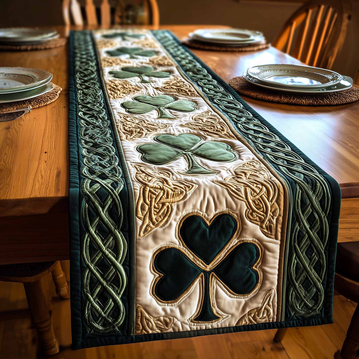 Irish Weave Quilted Table Runner Halloween Table Runner Thanksgiving Table Decor