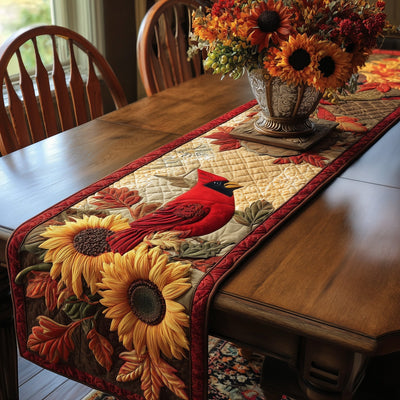 Autumn Cardinal Quilted Table Runner Halloween Table Runner Thanksgiving Table Decor