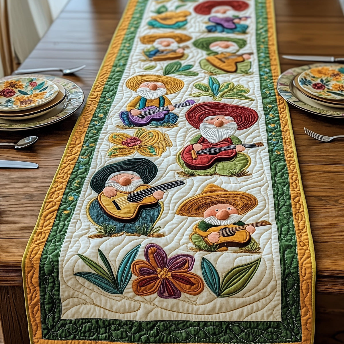 Viva La Fiesta Quilted Table Runner Halloween Table Runner Thanksgiving Table Decor