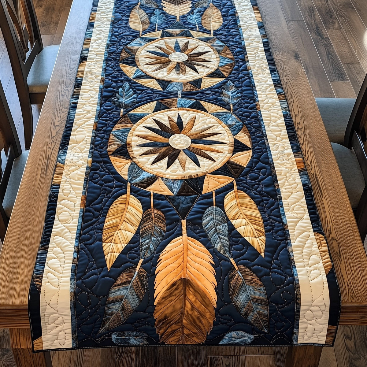 Native Dreamcatcher Quilted Table Runner Halloween Table Runner Thanksgiving Table Decor