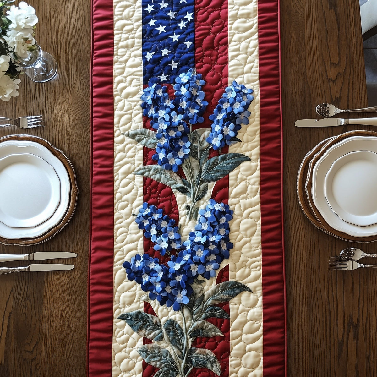 Bluebonnet Quilted Table Runner Halloween Table Runner Thanksgiving Table Decor