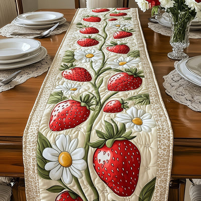 Summer Strawberry Quilted Table Runner Halloween Table Runner Thanksgiving Table Decor