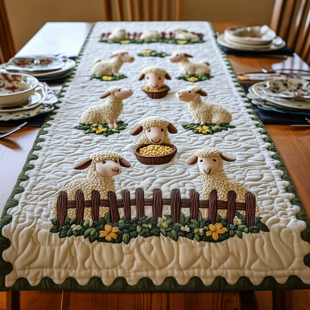 Sheep Quilted Table Runner Halloween Table Runner Thanksgiving Table Decor
