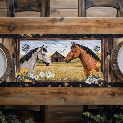 Rustic Horse Quilted Table Runner Halloween Table Runner Thanksgiving Table Decor