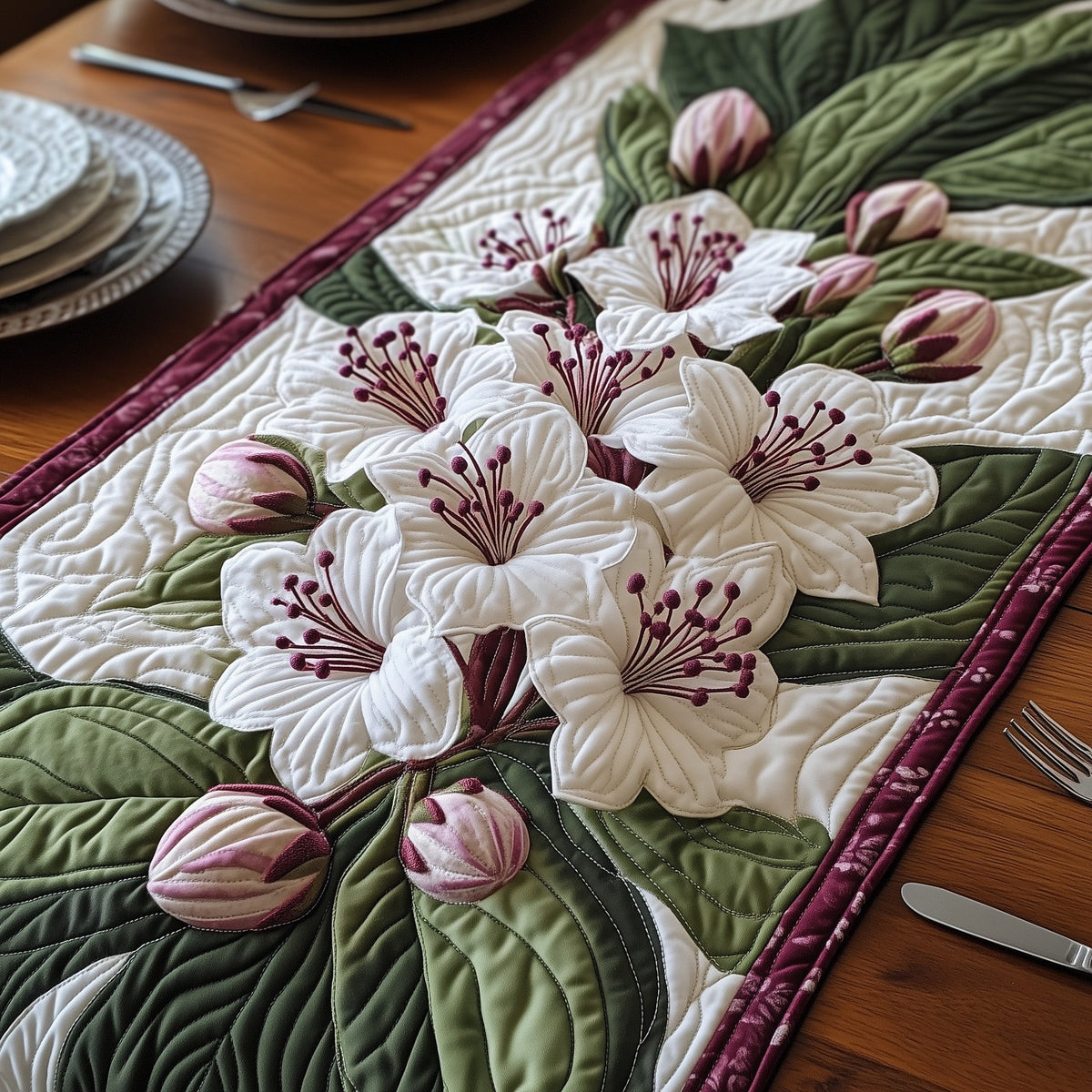 Mountain Laurel Heaven Quilted Table Runner Halloween Table Runner Thanksgiving Table Decor