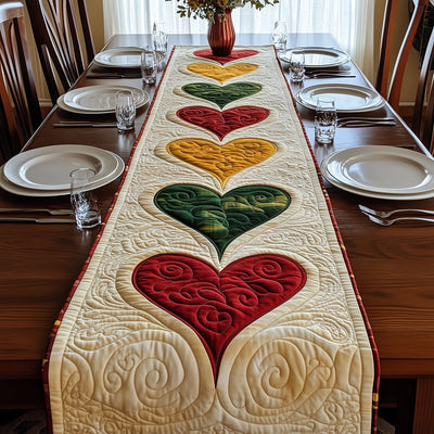 Juneteenth Hearts Quilted Table Runner Halloween Table Runner Thanksgiving Table Decor