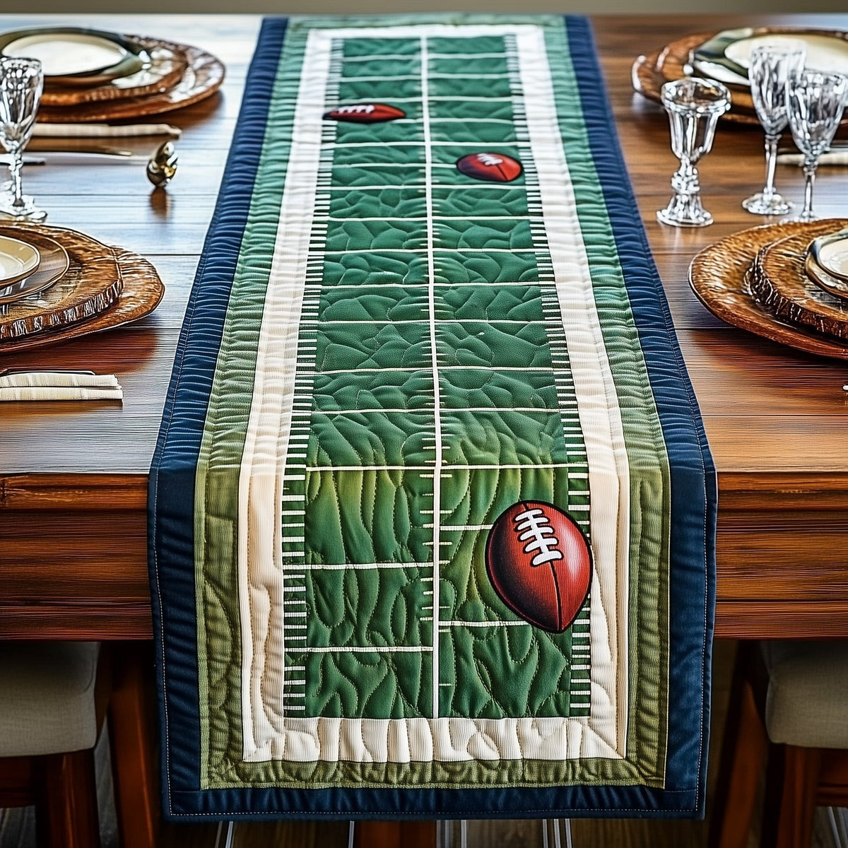 Touchdown Quilted Table Runner Halloween Table Runner Thanksgiving Table Decor