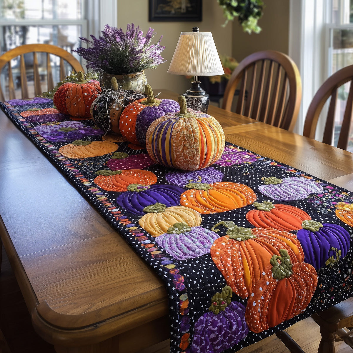 Pumpkin Spice Quilted Table Runner Halloween Table Runner Thanksgiving Table Decor