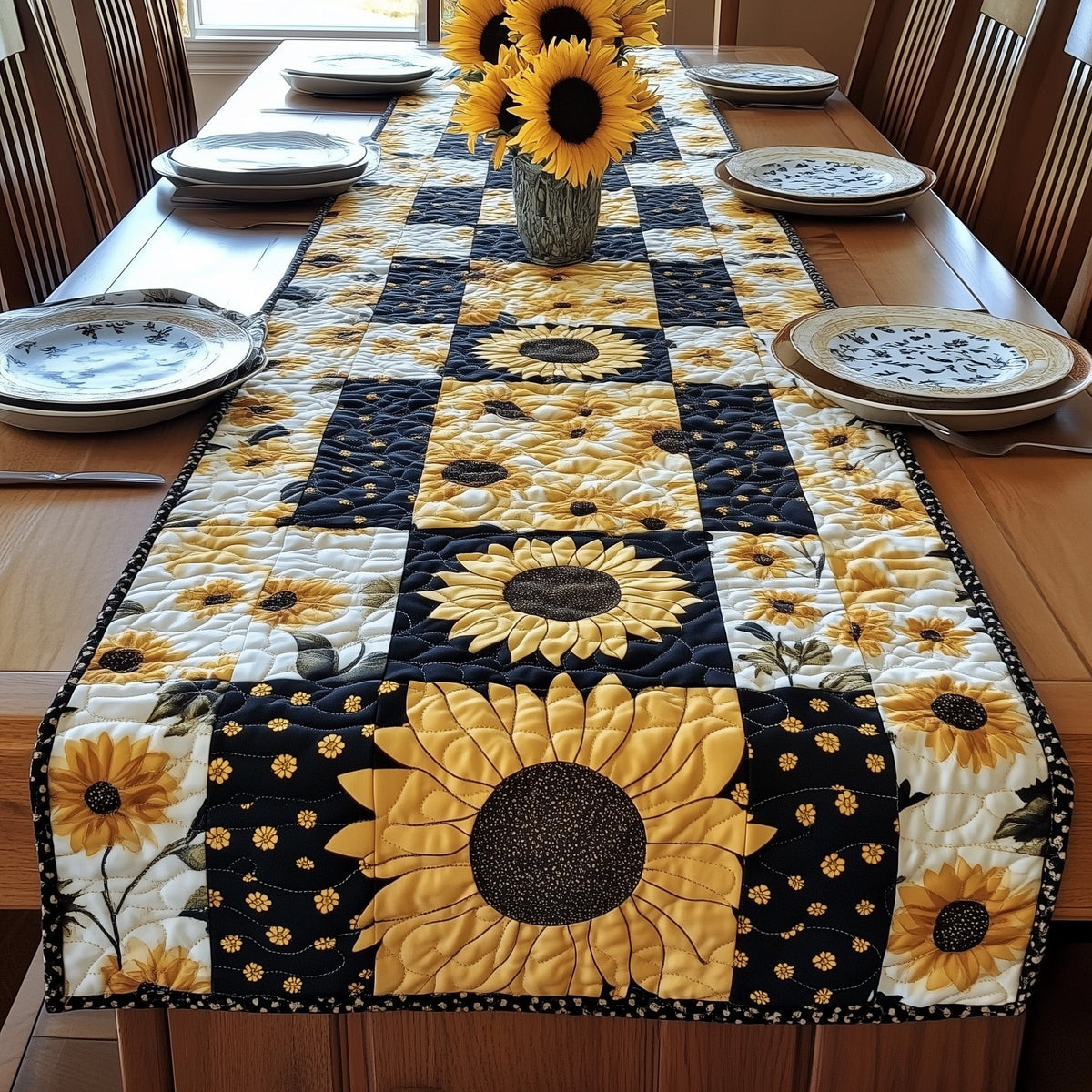 Sunflower Dreams Quilted Table Runner Halloween Table Runner Thanksgiving Table Decor