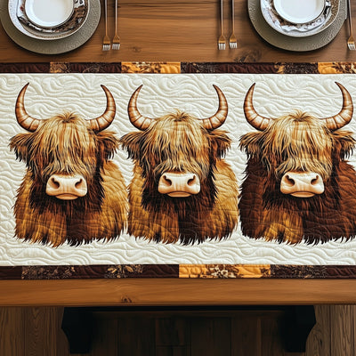 Fluffy Highland Moo Quilted Table Runner Halloween Table Runner Thanksgiving Table Decor