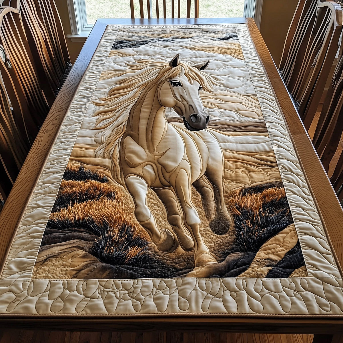 Horse Quilted Table Runner Halloween Table Runner Thanksgiving Table Decor