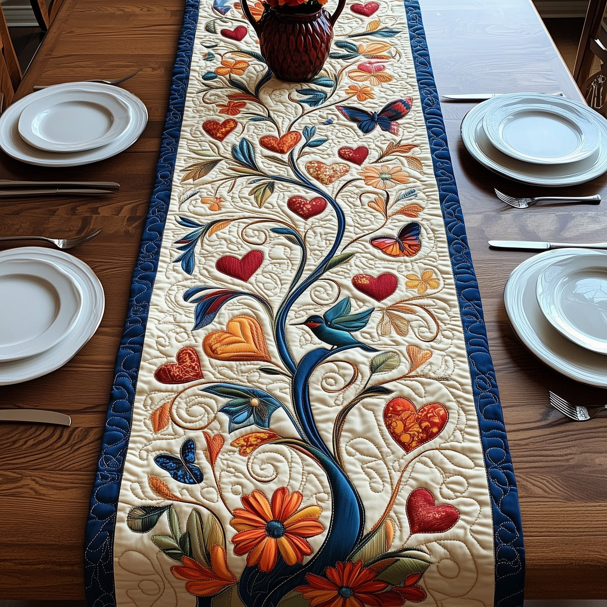 Everlasting Love Tree Quilted Table Runner Halloween Table Runner Thanksgiving Table Decor