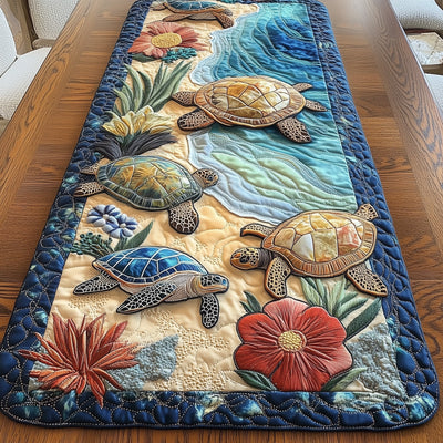 Tropical Turtles Quilted Table Runner Halloween Table Runner Thanksgiving Table Decor