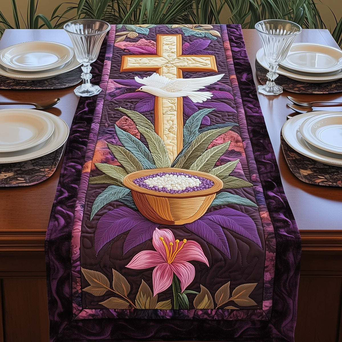 Ash Wednesday Quilted Table Runner Halloween Table Runner Thanksgiving Table Decor
