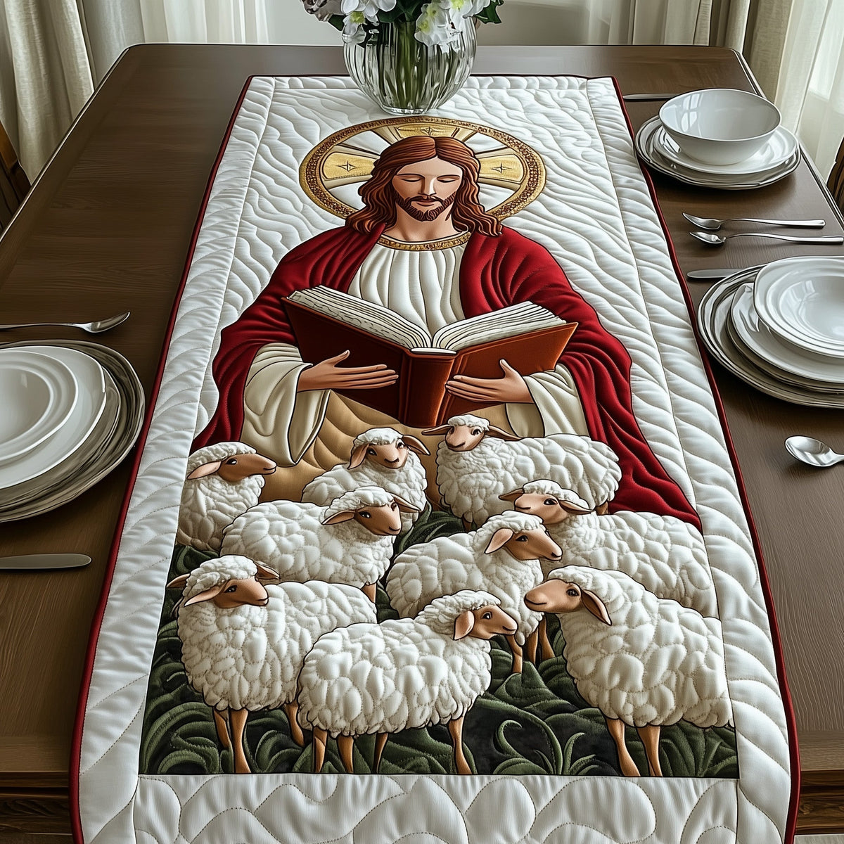 Divine Grace Quilted Table Runner Halloween Table Runner Thanksgiving Table Decor