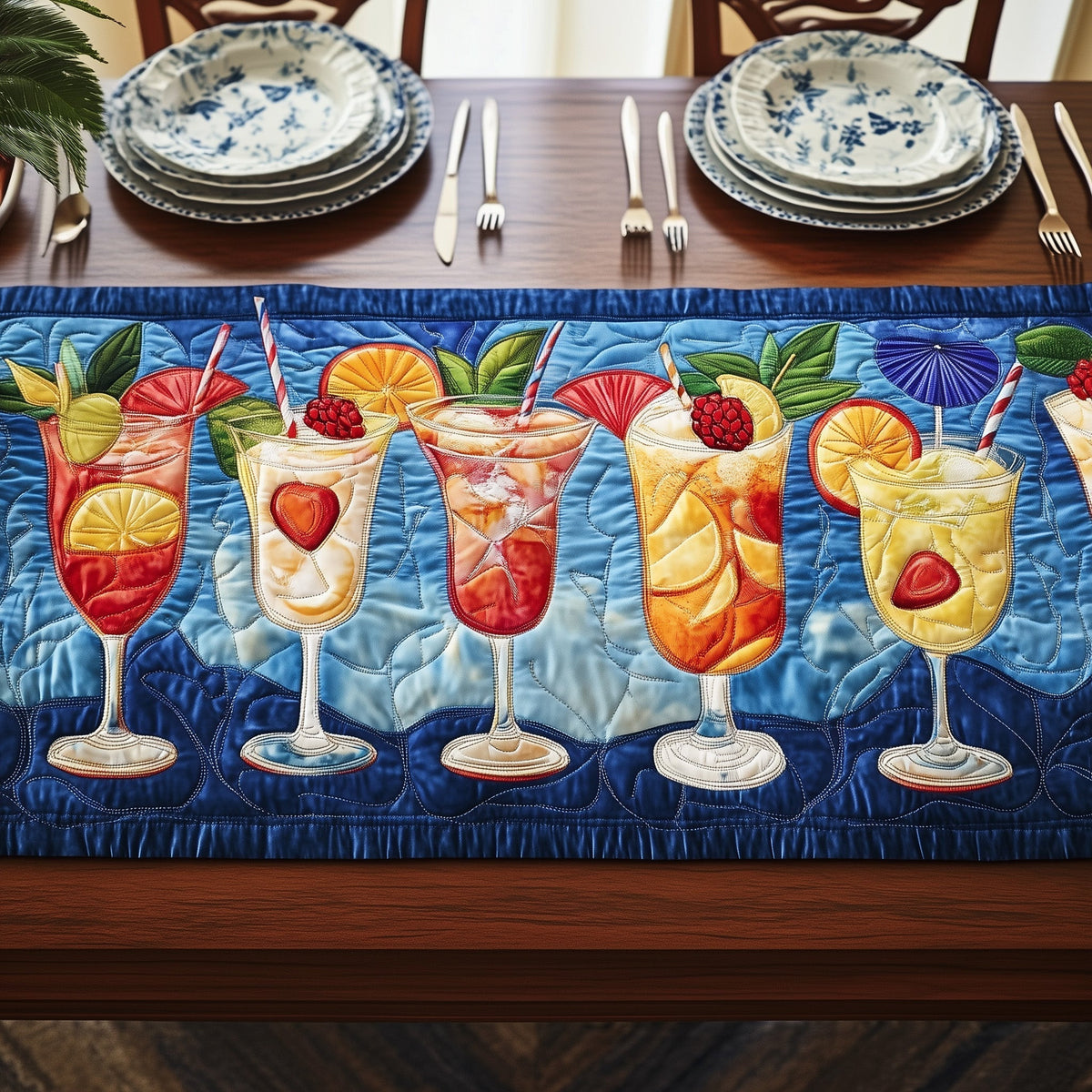 Aloha Cocktails Quilted Table Runner Halloween Table Runner Thanksgiving Table Decor