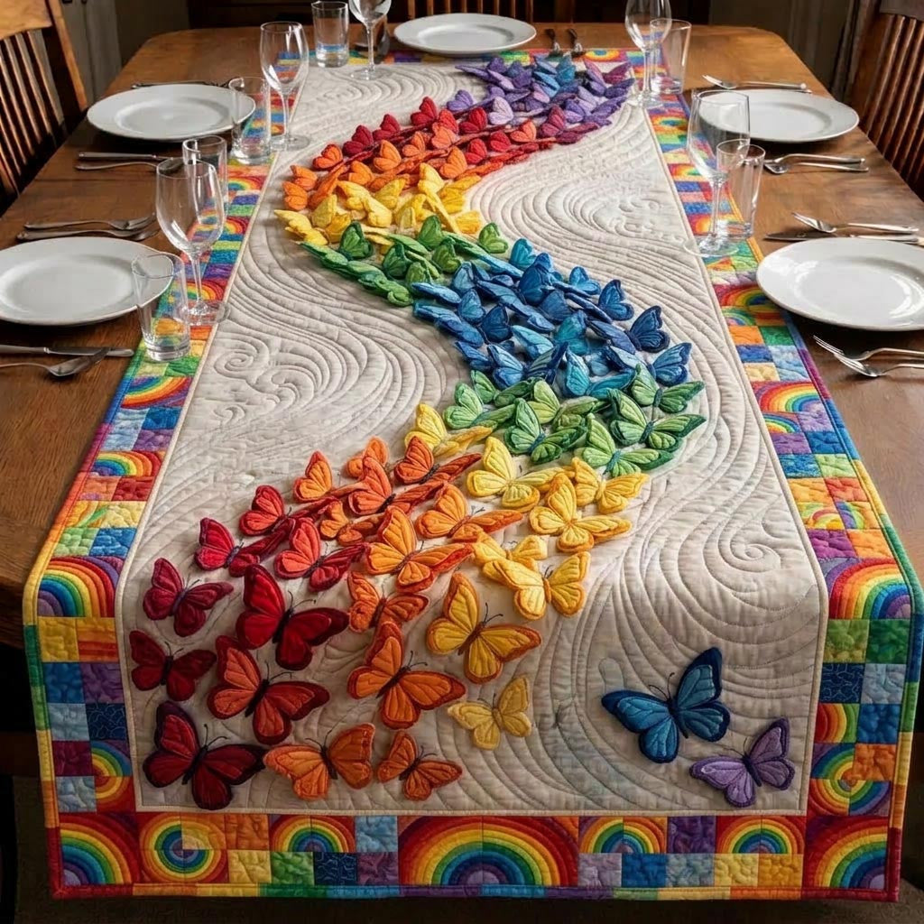 Butterfly Garden Quilted Table Runner Halloween Table Runner Thanksgiving Table Decor