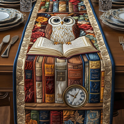 Bookish Owl Haven Quilted Table Runner Halloween Table Runner Thanksgiving Table Decor