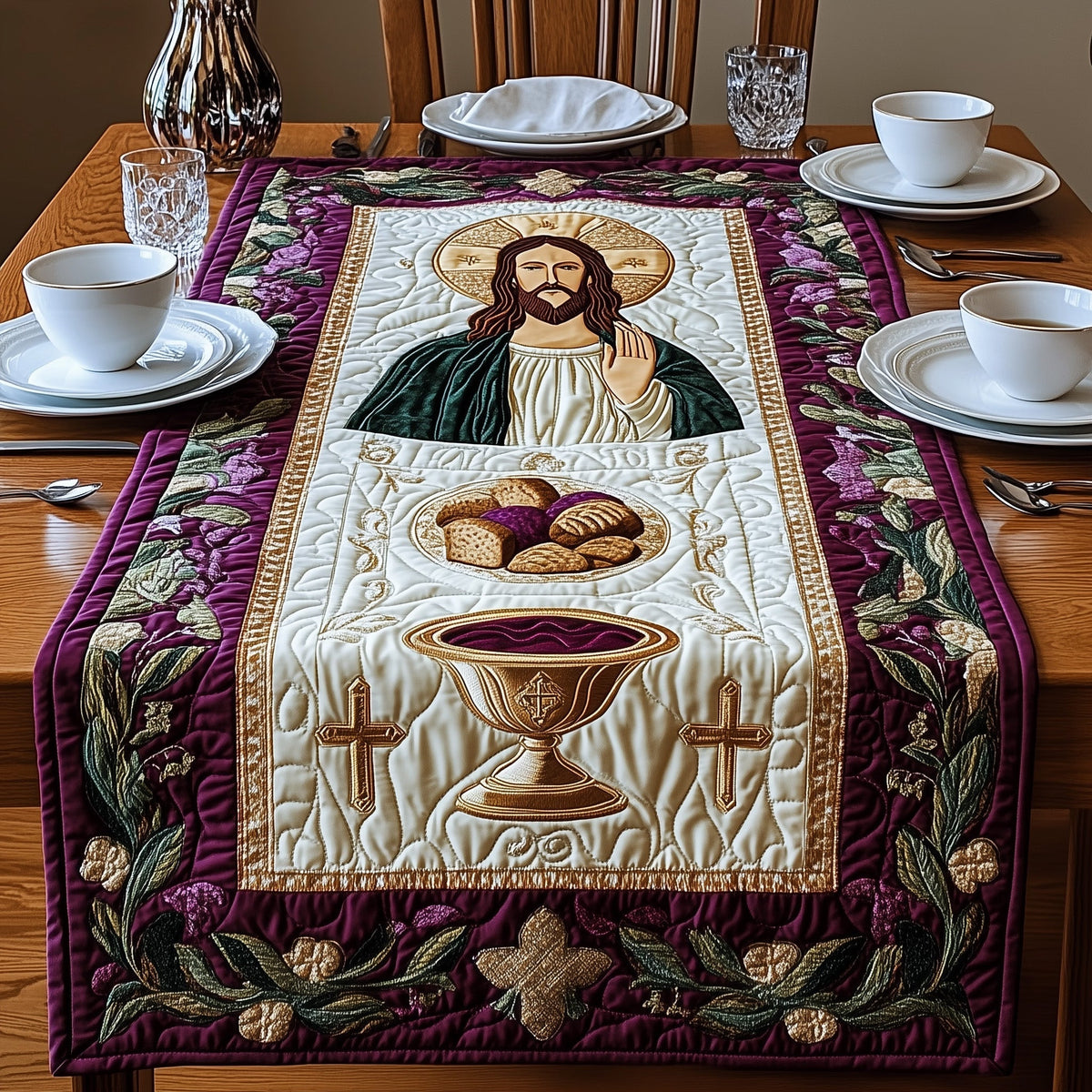 Maundy Thursday Quilted Table Runner Halloween Table Runner Thanksgiving Table Decor