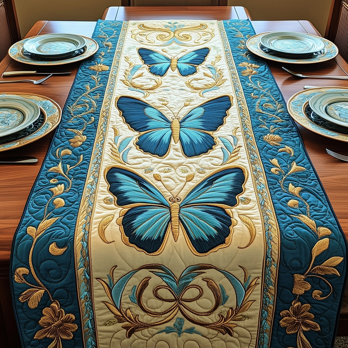 Ethereal Flight Quilted Table Runner Halloween Table Runner Thanksgiving Table Decor