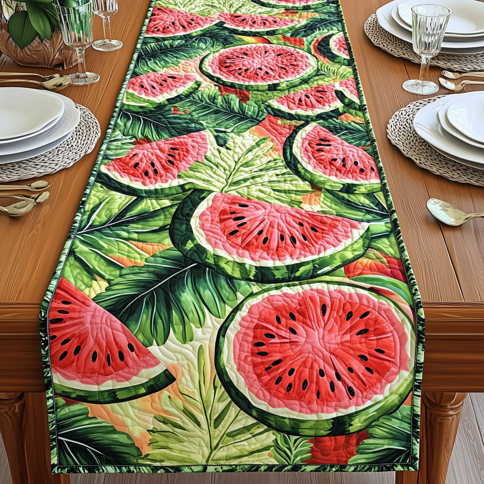 Tropical Watermelon Quilted Table Runner Halloween Table Runner Thanksgiving Table Decor