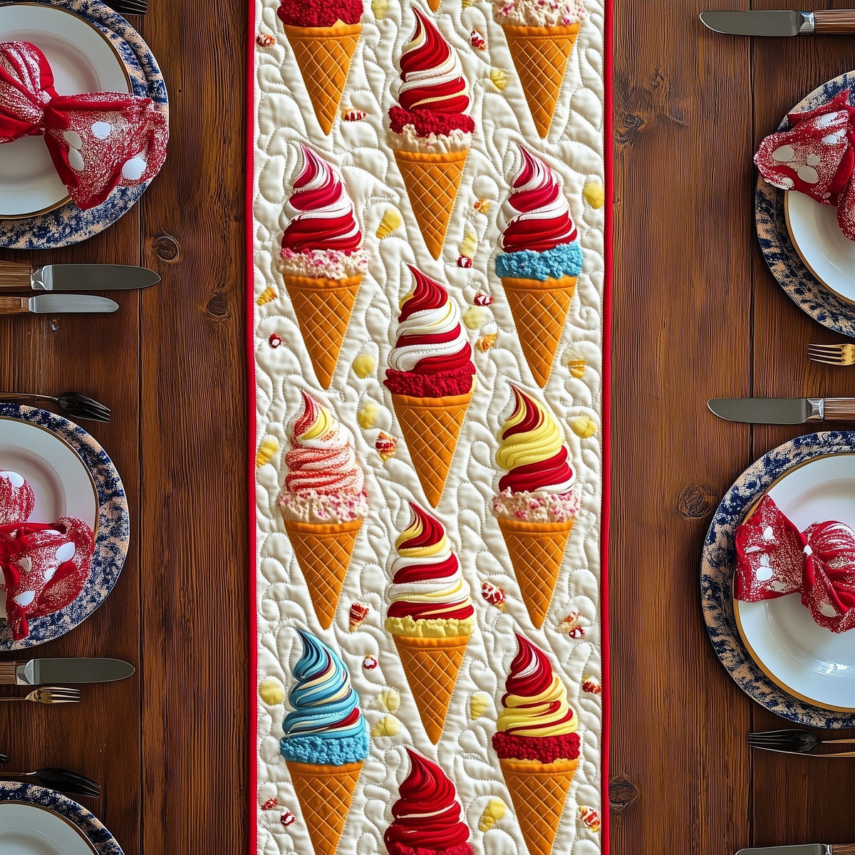 Summer Swirl Quilted Table Runner Halloween Table Runner Thanksgiving Table Decor