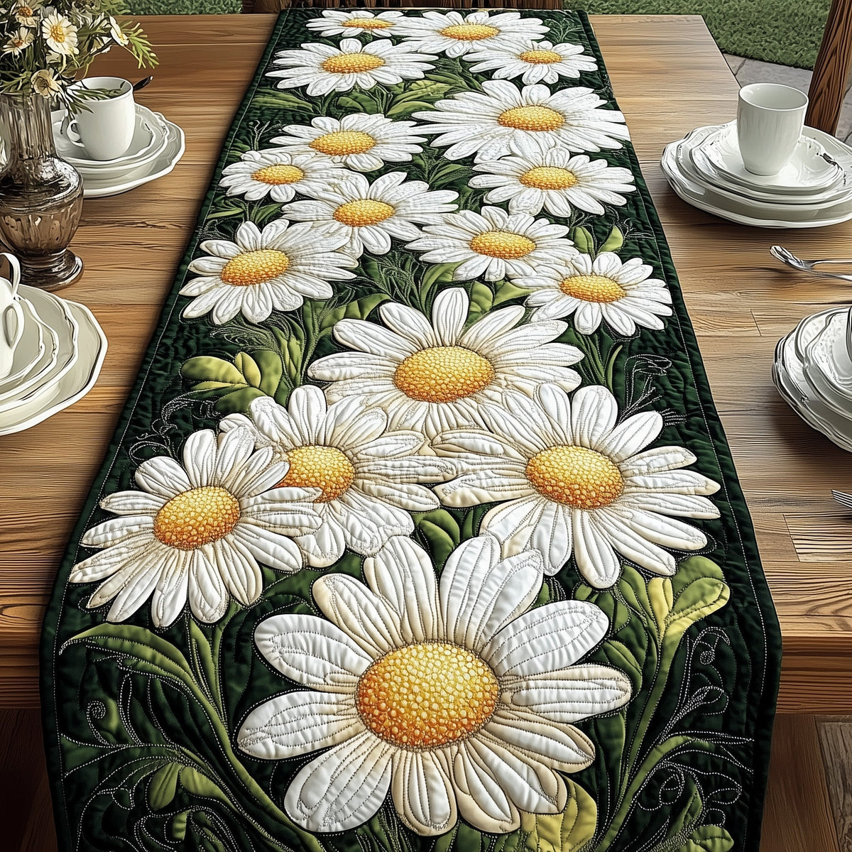 Daisy Meadow Bliss Quilted Table Runner Halloween Table Runner Thanksgiving Table Decor