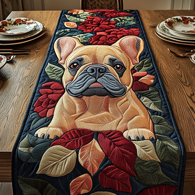 Bulldog Quilted Table Runner Halloween Table Runner Thanksgiving Table Decor