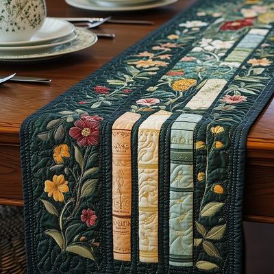 Flower Books Quilted Table Runner Halloween Table Runner Thanksgiving Table Decor
