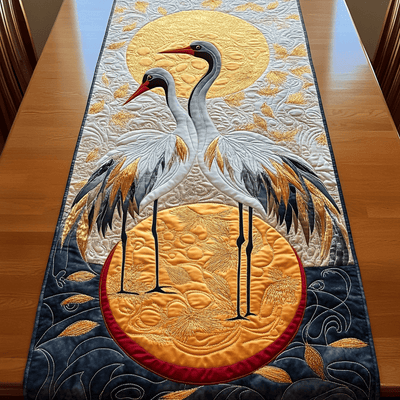 Crane Couple Quilted Table Runner Halloween Table Runner Thanksgiving Table Decor