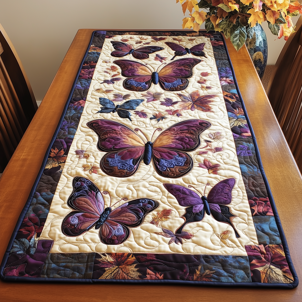 Dreamy Butterfly Quilted Table Runner Halloween Table Runner Thanksgiving Table Decor