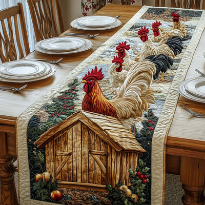 Barn Rooster Quilted Table Runner Halloween Table Runner Thanksgiving Table Decor