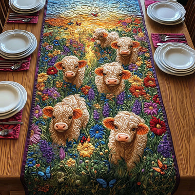 Meadow Cows Quilted Table Runner Halloween Table Runner Thanksgiving Table Decor