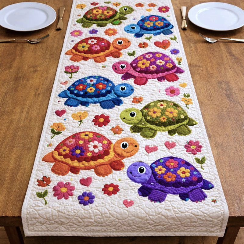 Vintage Turtles Quilted Table Runner Halloween Table Runner Thanksgiving Table Decor