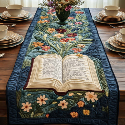 Blooming Pages Quilted Table Runner Halloween Table Runner Thanksgiving Table Decor