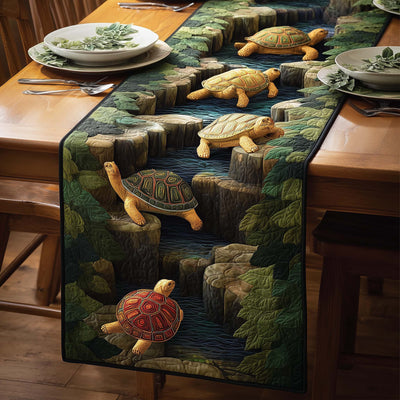 River Turtles Quilted Table Runner Halloween Table Runner Thanksgiving Table Decor