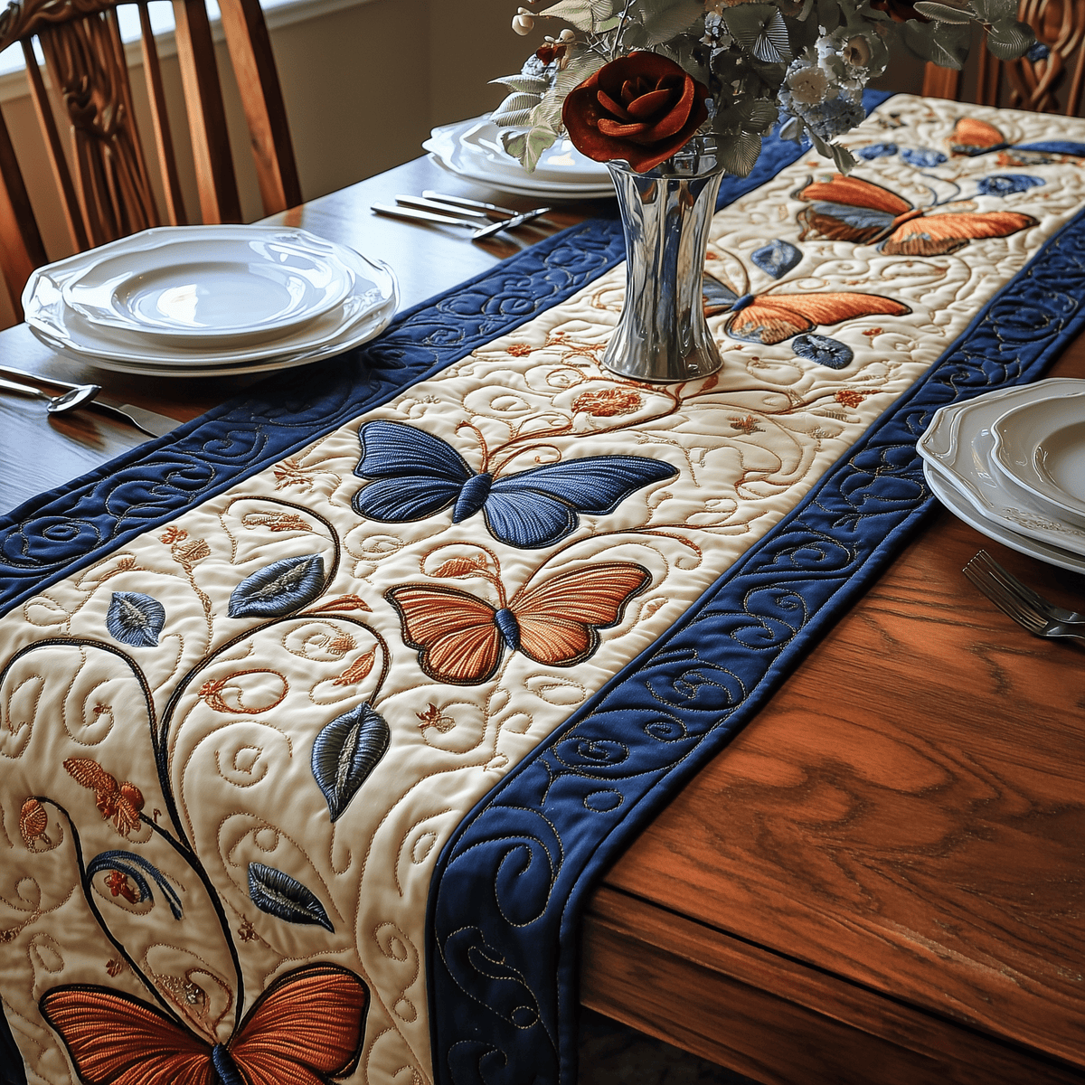 Ethereal Butterfly Charm Quilted Table Runner Halloween Table Runner Thanksgiving Table Decor