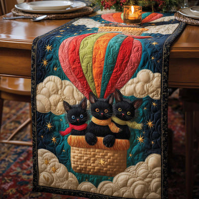 Balloon Cats Quilted Table Runner Halloween Table Runner Thanksgiving Table Decor