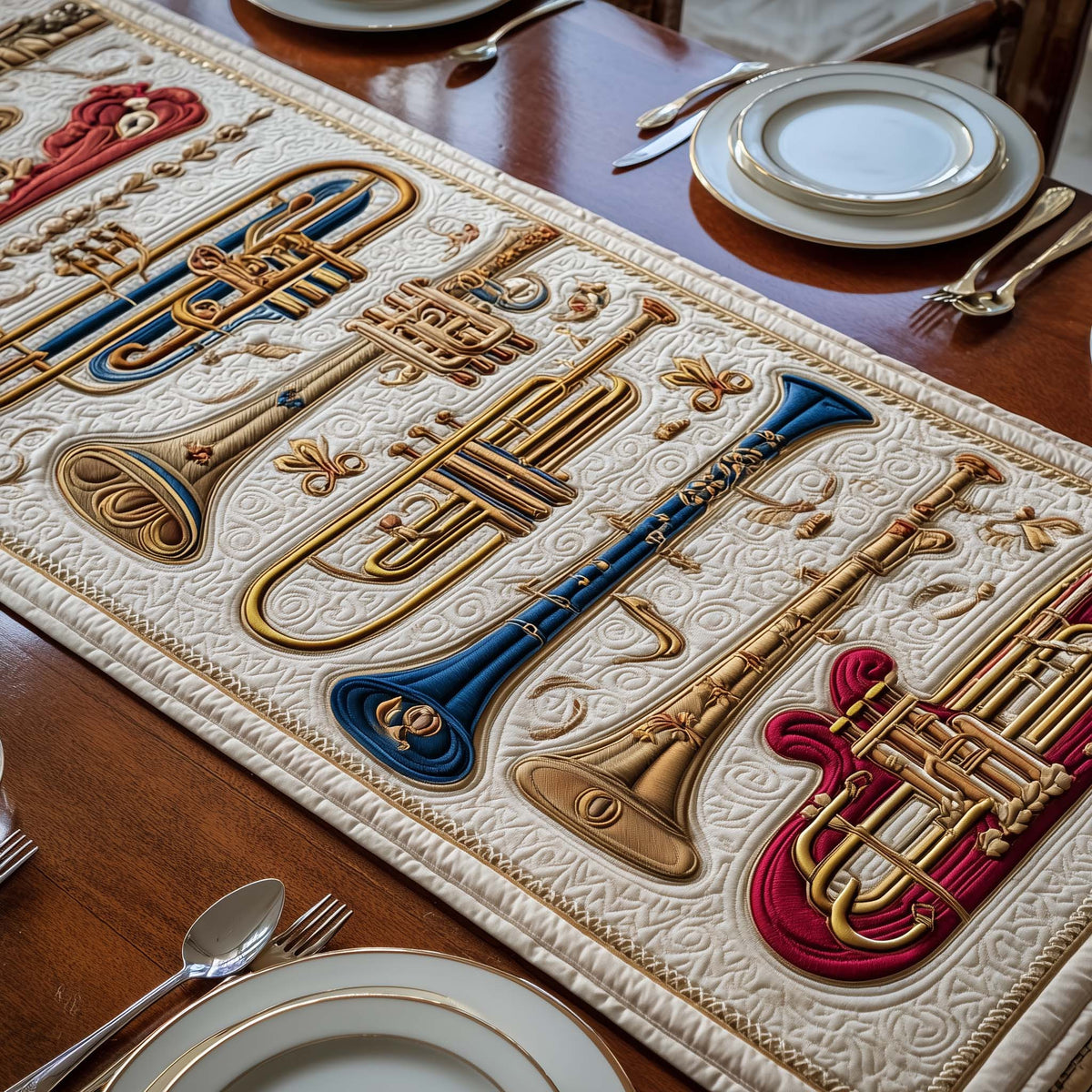 Brass Harmony Quilted Table Runner Halloween Table Runner Thanksgiving Table Decor